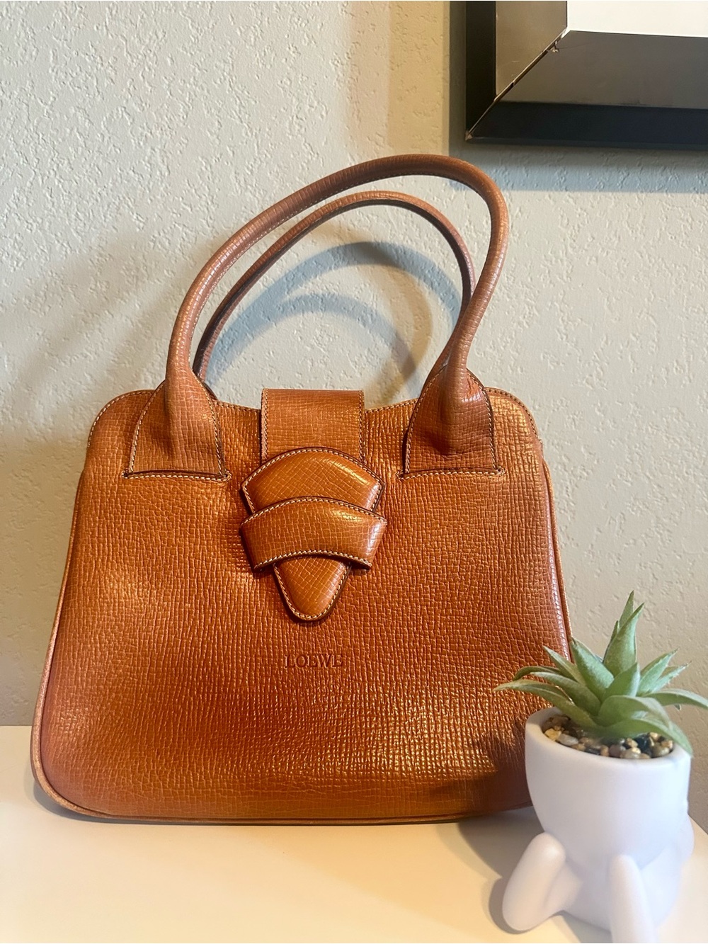 🎁 Loewe Cognac Leather Top-Handle Satchel Shoulder Bag - gorgeous, quiet luxury